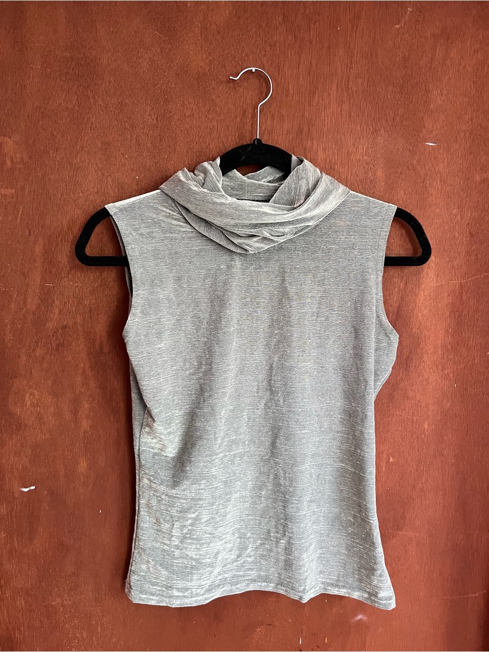 Sleeveless Lightweight Cowl Neck Top - Iridescent Sage Green